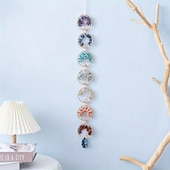 cheap Wall Accents-1pc Dream Catcher 7 Chakra Crystal Tree Of Life Wall Hanging Reiki Gemstone Dream Catchers Wall Hanger for Yoga Meditation Window Home Decor
