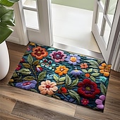 cheap Doormats-Mexico Folk Art Flowers Doormat Non-Slip Oil Proof Rug Indoor Outdoor Mat Bedroom Decor Bathroom Mat Entrance Rug Door Mat