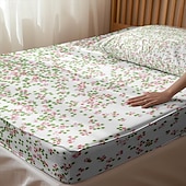 cheap Sheets &amp; Pillowcase-Floral Spring Fitted Sheet Set Ultra Soft Breathable 100% Cotton Silky Bed Sheets Deep Pocket Bedding Sheets 3 Piece Queen King Size