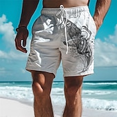 economico Vacanza-Per uomo Teschi Costumi da pirata Pantaloncini Pantaloncini estivi Pantaloncini da spiaggia Vita normale Hawaiano Informale Esterno Per eventi Per uscire A cordoncino Vita elastica Stampa progettista