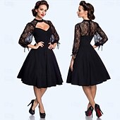 cheap Dresses-Retro Vintage 1950s Rockabilly Dress A-Line Dress Swing Dress Solid Color Women&#039;s Halloween Carnival Masquerade Party Bachelorette Party Adults Dress Homecoming Dresses