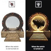 cheap Light Up Toys-Atlantis Stargate Mirror LED Night Light Star Gate 3D Time Tunnel Ring Mirror Movie Replica Model Cospaly Halloween Party Prop Resin Collectable Toy Home Decor Ornament Gift