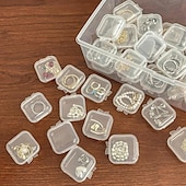 cheap Jewelry &amp; Cosmetic Storage-20/50pcs Mini Plastic Storage Box Square Transparent Portable Container Jewelry Holder Earrings Packaging Display Case Medicine Bin Jewlery Garbage Can Storage Cases Pp Accessories Clear Buds