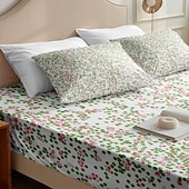 cheap Sheets &amp; Pillowcase-Floral Spring Fitted Sheet Set Ultra Soft Breathable 100% Cotton Silky Bed Sheets Deep Pocket Bedding Sheets 3 Piece Queen King Size
