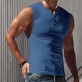 preiswerte Fitness Tank-Tops-Herren Tank Top Weste Unterhemd Ärmelloses Shirt Ärmellos Henley Frühling &amp; Sommer Einfach Mode Designer Basic Urlaub Straße Ausgehen Schwarz Weiß Marineblau Top T-Shirt für Herren