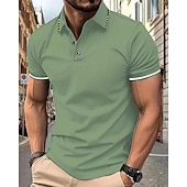 cheap Men&#039;s Classic Polo-Men&#039;s Golf Shirt Golf Polo Work Casual Lapel Short Sleeve Basic Modern Color Block Patchwork Button Spring &amp; Summer Regular Fit Wine Lake Blue Black White Pink Navy Blue Golf Shirt