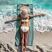 Недорогие наборы пляжных полотенец-Пляжное полотенце, банное полотенце, большое полотенце с 3D принтом и морским узором, банное полотенце, пляжная простыня, одеяло, классическое удобное одеяло из 100% микроволокна