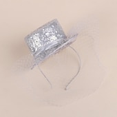 billige Partyhatter-pannebånd hatter hodeplagg tyll nonwoven bowler / cloche lue tallerken hatt topp hatt bryllup teselskap elegant britisk med ansiktsslør hodeplagg hodeplagg