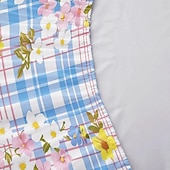 abordables Sábanas y funda de almohada-Juego de sábanas ajustables con patrón de primavera a rayas florales 100% algodón, sábanas sedosas y transpirables ultra suaves, sábanas con bolsillos profundos, tamaño queen king de 3 piezas