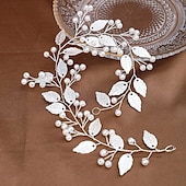 billige Tiaraer og Krone-Crown Tiaras pannebånd Hodeplagg Imitert Perle Legering Bryllup cocktail Luksus Retro Rød Med Imiterte Perler Sløyfer Hodeplagg Hodeplagg