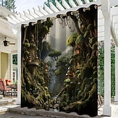 Недорогие Водонепроницаемые шторы-водонепроницаемые наружные шторы для уединения, уличные шторы, раздвижные шторы для патио, шторы для перголы, люверсы, грибной лес для беседки, балкона, крыльца, вечеринки