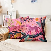 economico stile animale-Modello Leopardo Verde 1 Pc Federe Per Cuscini Di Dimensioni Multiple Cuscini Decorativi Per Esterni Costieri Morbidi Fodere Per Cuscini In Velluto Per Divano Letto Decorazioni Per La Casa
