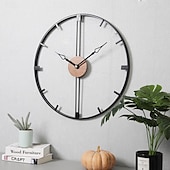 abordables Detalles para la pared-Reloj de pared artístico grande y moderno, reloj de pared grande, decoración artística, relojes de pared, decoración de oficina, minimalista, metal negro para cocina, dormitorio, negro, 60cm