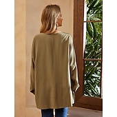 voordelige Overhemden-Dames Overhemd Blouse Katoenen linnen overhemden Effen Basic Lange mouw V-hals Lange tops Casual Dagelijks Zwart Wit Blozend Roze Leger Groen blauw Zomer Lente