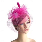 levne Svatební čelenka-Fascinátory Klobouky Doplňky do vlasů Organza Se širší krempou Cylindr Závojový klobouk Dostih koktejl Elegantní Vinobraní S Peří Mašličky Přílba Pokrývky Hlavy