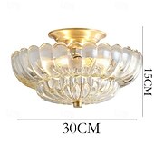 olcso Mennyezeti lámpák-sárgaréz mennyezeti lámpa 30cm e14 3 fényes mennyezeti lámpatest üvegernyővel vintage otthoni bejárat süllyesztett mennyezeti lámpa mennyezethez közeli lámpatestek 110-240v