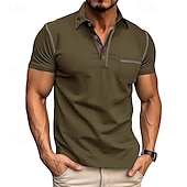 preiswerte Klassisches Poloshirt für Herren-Herren Poloshirt aus Baumwolle Golfhemd Arbeit Casual Kargen Kurzarm Basic Modern Farbblock Patchwork Taste Frühling Sommer Regular Fit Wein Dunkelgrau Schwarz Weiß Königliches Blau Grün Poloshirt
