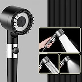 economico Gadget bagno-Soffione doccia portatile pressurizzato nero da 1 pezzo, soffione doccia con uscita acqua regolabile in 3 modalità, soffione doccia massaggiante rotondo, hardware per il bagno, accessori per il bagno