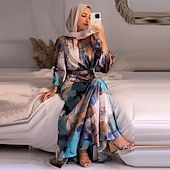 cheap Arabian Muslim-Women's Arabian Muslim Mermaid Dress Abaya Maxi Dress Adjustable Length For Ramadan Religious Saudi Arabic Adults Dress