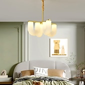 billiga Unika ljuskronor-ljuskronor 4/6/8 huvud 55/70/90cm modernt vardagsrum restaurang rum belysning grenar koppar enkel belysning all koppar glas ljuskrona 110-240v