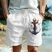 baratos Feriado-Homens Âncora Calção Shorts de verão Shorts de praia Cintura Média Havaiana Casual Ao ar livre Feriado Para Noite Com Cordão Cintura elástica Imprimir Designer Roupa