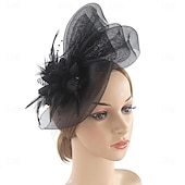 levne Svatební čelenka-Fascinátory Klobouky Doplňky do vlasů Organza 30. léta Cylindr Závojový klobouk Dostih koktejl Elegantní Luxus S Peří Mašličky Přílba Pokrývky Hlavy