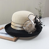 levne Fascinátory-Fascinátory Klobouky Doplňky do vlasů Polyester Organza Kbelík Slamák Sluneční klobouk Ležérní Dovolená Elegantní Vinobraní S Peří Mašličky Přílba Pokrývky Hlavy
