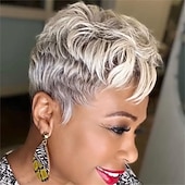 cheap Black &amp; African Wigs-Glueless Short Curly Wigs Natural Looking Synthetic Wigs for Ladies Daily Cosplay Hair Wig