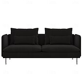 baratos Cobertura de Sofa-Capa de Sofá 3 Lugares Cor Sólida com Almofadas Revestidas em Algodão 100% com Braços