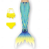 economico Costume da bagno a sirena-Bambino Da ragazza Tre pezzi Costume da bagno da sirena Costumi da bagno Esterno Bilance Costumi da bagno 2-12 anni Estate Bianco Giallo