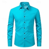 preiswerte Bügelfreie Herrenhemden-Herren Hemd Sommerhemd Freizeithemd Strandhemd Knopfhemd Schwarz Weiß Rosa Wein Marineblau Langarm Einfach Revers Urlaub Hawaiianisch Button-Down Bekleidung Polyester Mode Lässig Bequem