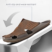 billiga Avslappnade sandaler-Herr Sandaler Inneskor Platta sandaler Läder Andningsfunktion Bekväm Halksäker Snörning Vin Svart Brun