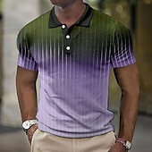 cheap Men&#039;s Color Block Polo-Men&#039;s Plaid Waffle Polo Shirts Golf Shirt Short Sleeve Polo Shirts Collared Shirts Vintage Casual Vacation Wear Formal Wear Festival Wear Buttons 3D Print Light Yellow Light Pink Black-White