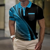 preiswerte Geometrisches Poloshirt für Herren-Herren Grafikdrucke Geometrie Waffel-Poloshirts Poloshirts Kurzarm Polo-Shirts Umlegekragen Lässig Ausgehen Druck Sommer Frühling Gelb Blau Purpur