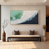 preiswerte Landschaftsgemälde-handgemaltes abstraktes, minimalistisches Strand-Acrylgemälde auf Leinwand, handgefertigt, große Wandkunst, Textur, Ozeanwellengemälde, individuelles Wabi-Sabi-Gemälde, Wanddekoration