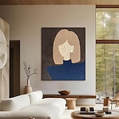 voordelige Schilderijen van mensen-handgeschilderde abstracte mode meisje canvas schilderij abstracte pattyle meisje schilderij voor woonkamer olieverf moderne muur kunst grote abstracte minimalistische bohemien portret schilderij muur