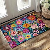 cheap Doormats-Mexico Folk Art Flowers Doormat Non-Slip Oil Proof Rug Indoor Outdoor Mat Bedroom Decor Bathroom Mat Entrance Rug Door Mat