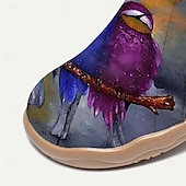 cheap Women&#039;s Sneakers-Women&#039;s Sneakers Flats Slip-Ons Print Shoes Slip-on Sneakers Daily Travel Bird Painting Flat Heel Vacation Casual Comfort Canvas Loafer Light Red Blue Green