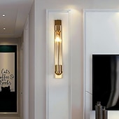 cheap LED Wall Lights-Wall Lamp Indoor Metal Glass Light Luxury Creative Living Room Tv Wall Background Wall Bedside Warm Light 1-Light 60*8*10Cm 110-120V 220-240V