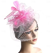 levne Svatební čelenka-Fascinátory Klobouky Doplňky do vlasů Organza Se širší krempou Cylindr Závojový klobouk Dostih koktejl Elegantní Vinobraní S Peří Mašličky Přílba Pokrývky Hlavy