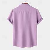 economico camicia da uomo con bottoni-Per uomo Camicia Camicia Estiva Camicia casual Camicia da Spiaggia Camicia con Bottoni Bianco Verde chiaro Blu marino Blu Viola Manica Corta Semplice Bavero Vacanza Camicia hawaiana Tasca