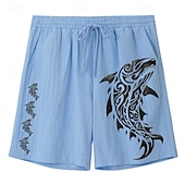billige Klassisk-bekymringsløst interlude x joshua jo menns fish printed ferie strand lin shorts
