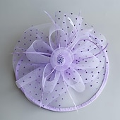 billige Bryllupshodeplagg-fascinators Hatter Hodeplagg organza Fedora Solhatt Topplue Hesteløp cocktail Elegant Årgang Med Fjær Sløyfer Hodeplagg Hodeplagg