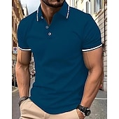cheap Men&#039;s Classic Polo-Men&#039;s Golf Shirt Golf Polo Work Casual Lapel Short Sleeve Basic Modern Color Block Patchwork Button Spring &amp; Summer Regular Fit Wine Lake Blue Black White Pink Navy Blue Golf Shirt