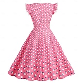 levne Šaty-Retro 50. léta Rockabilly Šaty Houpací šaty Flare šaty Puntíkované Dámské předvečer Všech svatých Plesová maškaráda Na den loučení se svobodou nevěsty Dospělí Šaty Šaty pro návrat domů