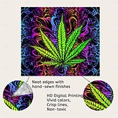 voordelige Blacklight wandtapijten-cannabisbladeren blacklight wandtapijt uv-reactief glow in the dark glow party neon psychedelisch trippy mistig hangend wandtapijt muurschildering voor woonkamer slaapkamer