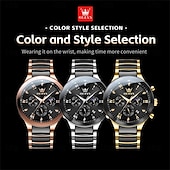 voordelige Quartz-horloges-OLEVS 7004 Heren Horloges Keramische Band Chronograaf Datum Luminous Waterdicht Luxe Quartz Horloge Man TOP Merk Heren Horloge