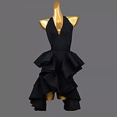 abordables Tenues de danse latine-Danse latine Costumes de Danse Robe Volants Couleur Pure Fantaisie Femme Utilisation Entraînement Sans Manches Chinlon Spandex