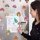 Недорогие Скульптуры-Магниты в виде грибов, растения на холодильник, яркие цветные наклейки, съемные магнитные наклейки, офисная доска, декор автомобиля