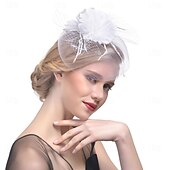 levne Svatební čelenka-Fascinátory Klobouky Doplňky do vlasů Organza 30. léta Cylindr Závojový klobouk Dostih koktejl Elegantní Vinobraní S Peří Mašličky Přílba Pokrývky Hlavy